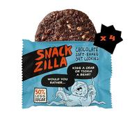 Snackzilla Chocolate Cookies (Pack of 4 x 30g) - 50% Less Sugar Cookies Oat Biscuits Multipack Soft Baked Lunch Box Snacks Healthy Snacks for Kids Vegan Biscuits Individually Wrapped