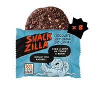 Snackzilla Chocolate Cookies (Pack of 8 x 30g) - 50% Less Sugar Cookies Oat Biscuits Multipack Soft Baked Lunch Box Snacks Healthy Snacks for Kids Vegan Biscuits Individually Wrapped