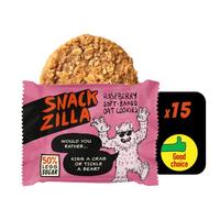 Snackzilla Raspberry Oat Cookies (Pack of 15 x 30g) - 50% Less Sugar Cookies Oat Biscuits Multipack Soft Baked Lunch Box Snacks Healthy Snacks for Kids Vegan Biscuits Individually Wrapped