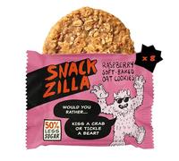 Snackzilla Raspberry Oat Cookies (Pack of 8 x 30g) - 50% Less Sugar Cookies Oat Biscuits Multipack Soft Baked Lunch Box Snacks Healthy Snacks for Kids Vegan Biscuits Individually Wrapped