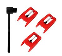 Snado 3 Pack Diamond Record Player Needles, Replacement for Crosley Victrola ION Jenson Boytone Turntables, with Stylus Cleaner Brush (Red)