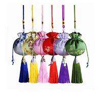 Snadulor 20 PCS Drawstring Sachets Bags,Silk Brocade Bags,Plum Pattern Sachets with Tassels to Make Portable Ssachets,Pendants,Aromatherapy,Decorations.