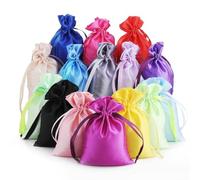 Snadulor 50PCS Satin Bags with Drawstring,Satin Gift Pouches for Jewelry,Wedding,Birthday,Gift,Candy Bags,Party Favors,Random Color,5.9x7.8 inch