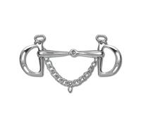 Snaffle bit with curb chain for show jumping horse, simple hollow joint Waldhausen