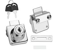 SNAGAROG 2 Pack Glass Cabinet Lock, Single Glass Door Locks Showcase Lock Furniture Lock Display Cabinet Replacement Locks Cam Security Lock with Keys for Door Cabinet Mailbox Drawer Cupboard