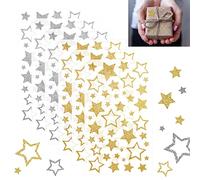 SNAGAROG 6 Sheet Glitter Star Stickers Silver Stars Stickers Self Adhesive Glitter Star Sticker Gold Star Reward Sticker Glitter Scrapbook Stars for Crafts Sparkly Glitter Stickers for Wall Decoration