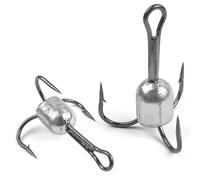 Snagging Hooks Snagging Weighted Treble Hooks Large Treble Fishing Hook Bunker Snag Hook with Weight for Saltwater Freshwater Bass Trout Salmon 5/0 6/0 8/0 10/0 (6/0-1.25oz-5pcs)