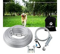 Snagle Paw Dog Tie Out Runner for Yard,Trolley System for Large Dogs, Dog Zipline Aerial Tie Out Cable 75ft with 10ft Pulley Runner Line for Dogs Up to 250lbs for Yard or Camping