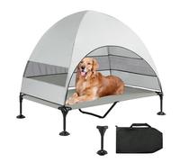 Snagle Paw Elvated Dog Bed With Canopy,Portable Raised Outdoor Dog Bed with Anti-Slip Feet,Wider Shade Pet Cot with Breathable Mesh,Waterproof Pet Cot for Large Dogs Camping,Indoor& Outdoor Use