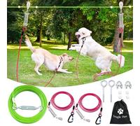Snagle Paw Heavy Duty Dog Runner for Yard, 150ft Cable with 10ft and 10ft Pulley for Large Dogs up to 250 lbs, Airline with Zip for Dogs, Backyard, System