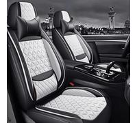 SNAHLPER 5 Seat Leather Seat Covers for MG MG Zs Mg3 2000-2023 2024, Universal Waterproof Automotive Seat Protector, with Lumbar Support, Airbag Compatible,White-Comfort version