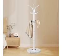 Snaikor Metal Coat Rack Stand with Natural Marble Base, Modern Coat Rack Freestanding, 360°Rotary Coat Racks with 14 Hooks, Heavy Duty Coat Hall Tree Hanger Stand for Entryway, Office