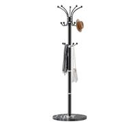 Snaikor Metal Coat Rack Stand with Natural Marble Base, Modern Coat Rack Freestanding, 360°Rotary Coat Racks with 14 Hooks, Heavy Duty Coat Hall Tree Hanger Stand for Entryway, Office(Black)