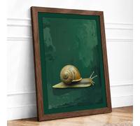 Snail Against Stone Botanical Framed Wall Art Print A4 (29.7×21cm) Walnut, Wall Decor for Living Room, Bedroom, Office & Home, Ready to Hang, Art Gift