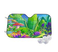 Snail Among Cacti and Flowers Wind Sun Shade for Car Sun Visor Foldable Vehicle Sunshade 30x55 Inch