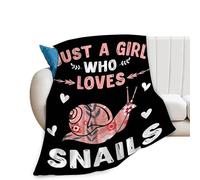 Snail Blanket Cozy Plush Just A Girl Who Loves Snails Throw Blanket Flannel Fleece Ultra Soft Fuzzy Party Blankets Gifts for Adult Kids Boys Girls Women Men 50"X40"