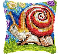 Snail DIY Latching Hook Pillow Kits for Adults Pillow Cover Preprinted Throw Pillow Crochet Yarns Latch Hooking Cushion Making for Home Decor 17x17inch(b85)