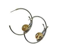 Snail Earrings Large Open Hoop Outline, Alloy Statement Pair for Daily Looks, Evening Wear, Photo Shoots Novelty Hoop Jewelry Oversized Round Pierced Accessory Vintage Snail Design Fashion Pair Party