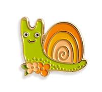 Snail Enamel Pin - Cute Smiling Snail Design - Shiny Gold Metal Pin for Backpack, Jacket, Hat or Bag - Funny Gift for Nature Lovers, Gardeners, Students, Teachers