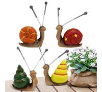 Snail Figurine - 4 Pieces Decorative Garden Snails Statue Set | Resin Miniature Garden Decor Cute Snail Yard Art Outdoor Lawn Patio Ornament Fence Decorations For Outside