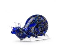 Snail Figurine with Stone Resin Look, Handcrafted Animal Carving for Home Decor Accents, Polished Artistic Ornament with Marbled Pattern, 1.57 * 0.98in, Blue, 1PCS