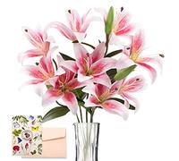 SNAIL GARDEN 12 Artifical Lily Flowers with 9 Heads Full Bloom Lily & 3 Buds, Long Stem Artificial Stargazer Lilies, Faux Tiger Bouquets for Home Hotel Flower Arrangement Party Decor