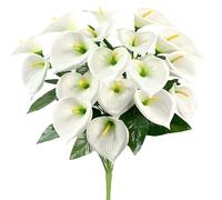 SNAIL GARDEN 18 Blooms Artificial Calla Lilies with Green Leaves,Realistic Silk Faux Calla Lilies with Removable Flower Heads,Artificial Lily Flower for Home Wedding Office Decoration