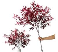 SNAIL GARDEN 2 Bunch es Artificial Autumn Olive Leaves Branch, Deep Red Long Stems Fake Fall Plants for Vase, Autumn Decorations for Thanksgiving, Halloween, Table Centerpiece, Home Decor