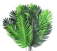 SNAIL GARDEN 2 Colors Artificial Palm Leaves, 12Pcs Faux Palm Fronds 20" Tropical Palm Tree Leaf with Stem Greenery Branches for Sunday Flower Arrangement Hawaiian Jungle Beach Party Decor