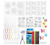 SNAIL GARDEN 263 PCS Heat Shrink Plastic Sheet kit with Hollow Out Snowy and Butterflies Patterned, Shrink Paper with Keychain Kit,Hole Punch,Colored Pencils,Crafts Creative Ornaments