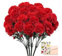 SNAIL GARDEN 4 Bunches 56 Heads Artificial Carnations,Red Carnations Artificial Flowers with 2 Sizes Bloom & Leaves,Silk Carnation for Mother’s Day,Wedding,Home Decor(28 Large Blooms & 28 Mini Blooms)