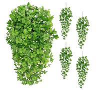 SNAIL GARDEN 4 Pack Artificial Hanging Ficus Twig Plants - 100cm Realistic Fake Trailing Vines with Flower-Shaped Leaves, Detachable Stems for DIY Indoor/Outdoor Decor (Home,Office, Gardens)