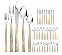 SNAIL GARDEN 40-Piece Stainless Steel Cutlery Set for 8 People, Gold-Trimmed Silverware Flatware Set with Knives, Forks & Spoons, Dishwasher Safe for Wedding & Housewarming