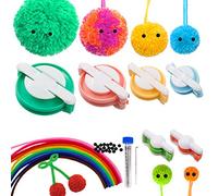 SNAIL GARDEN Pompom Makers,6 Different Sizes Fluff Ball Weaver Wool Knitting Craft Tool Set, with 10 Pipe Cleaners and 20 Plastic Eyes,for DIY Needle Crafts Decoration