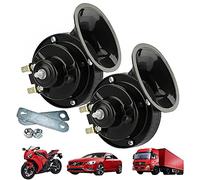 Snail Horn 300DB,Dual Tone Car Horn 2Pcs 300DB Super Loud Train Horn Air Horns 12V Waterproof Double Horn Raging Sound Electric Snail Horn For Car Motorcycle Bikes Truck And Boats (Black)