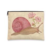Snail Makeup Bag, Peach Shell Flower Cosmetic Travel Pouch for Women, Portable Small Canvas Zipper Organizer, Spring Gift Toiletry Bag, Peach, 7x9 Inch