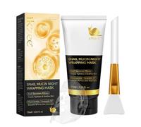 Snail Mucin Collagen Wrapping Peel Off Face Mask, Niacinamide Night Treatment, Deeply Hydrates and Tightens Soothes Skin,Firms Skin Overnight,75ml with Brush