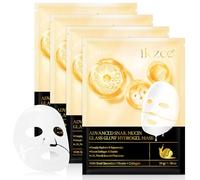 Snail Mucin Glass Glow Hydrogel Face Masks, Anti Wrinkle Anti Aging Deep Moisturizing Natural Snail Mucin Serum Daily Treatment for Dry, Sensitive Skin, 4pcs