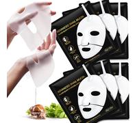 Snail Mucin Sheet Mask,Hydrogel Collagen Mask - Face Masks Skincare,Self Care, Stocking Stuffers, Deep Moisturizing,Boost Collagen & Elastin,Gifts for Women, Face Masks for Dry Skin (Black -6Pcs)
