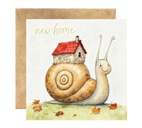 Snail New Home Card with Envelope, Moving House & Welcome Home Greeting Card for Couples, First Home Gift, Change of Address Cards for New Home Gifts UK