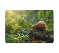 Snail on a Wet Leaf Area Rug 150 x 100 cm, Soft Non Slip Short Pile | Short pile area rug for cosy winter rooms, soft underfoot feel; for bedroom and living room