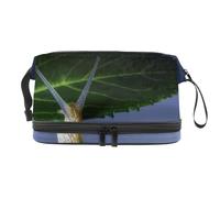 Snail on The Leaf Double Layer Cosmetic Bag for Women and Girls, Travel Toiletry Bag Makeup Handy Pouch Organiser Bag with Brush Compartment