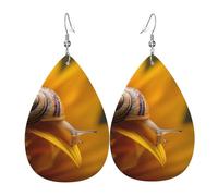 (Snail On The Sunflower) Lightweight Leather Earrings For Women Elegant Dangle Drop Earrings For Casual Party Everyday Wear