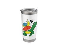 Snail Rides on The Back of Turtle comicstyle Snails Slug Stainless Steel Insulated Tumbler