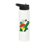 Snail Rides on The Back of Turtle comicstyle Snails Slug Stainless Steel Insulated Water Bottle