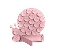 Snail Shape Silicone Suction Cup Phone Holders, Silicon Adhesive Phone Stand Sticky Foldable Silicone Stand for Driving Fitness Cooking Shower Pink