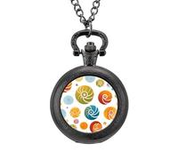 Snail Shell Pattern Vintage Pocket Watch Alloy Pendant Watches Necklace Gift for Men Women Black-Style