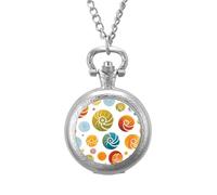 Snail Shell Pattern Vintage Pocket Watch Alloy Pendant Watches Necklace Gift for Men Women Silver-Style