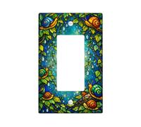 Snail Single Rocker Light Switch Cover, Nature Artistic Leaf Water Drop Spring Green Plastic Standard Size Decorative Wall Plates for Living Room Bedroom Home Office Decor