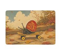 Snail Skateboarding Retro Rug 150 X 100 Cm, Soft Printed for Bedside | Soft short pile rug as a New Year gift, clear heat transfer print; for guest room and reading corner